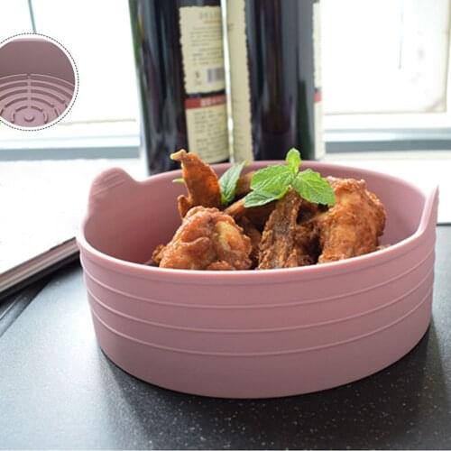 Air Fryer Silicone Pot Replacement Grill Pan Tray with Handle Baking Microwave Oven Non-stick Air Fryer Oven Accessories