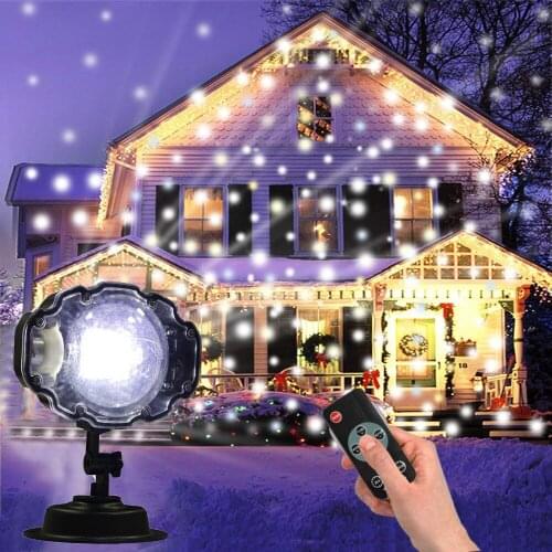 Outdoor Moving Snow Projector Light Mini Christmas Snowflake Laser Projector Lamp Garden Xmas Snowfall LED Spotlight