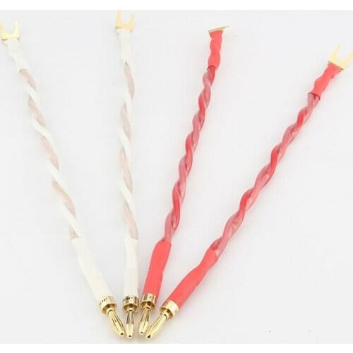 High Quality 4pcs Speaker Bridge/Jumper Audio Cable, Canare 4S12F (2.8mm²x4), Banana to Spade(Y) Terminals
