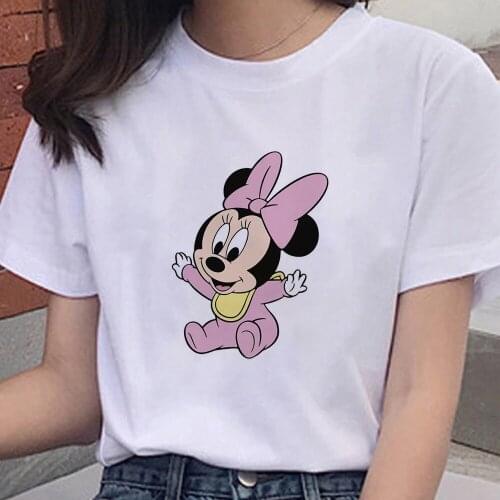 Funny Baby Minnie Mouse Print T Shirt Women Short Sleeve O Neck Loose Tshirt Summer Girls Tee Shirt Tops Camisetas Mujer