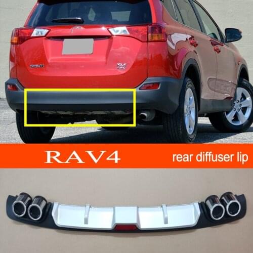 RAV4 13-17 ABS Plastic Silver / Black Car Rear Bumper Rear Diffuser Spoiler Lip for TOYOTA RAV4 2013-2017 Hatchback