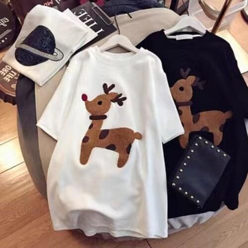Oversized T-shirt Girly Feeling Lazy Deer Half-sleeved Short-sleeved Top Loose Breathable Shirt Women Casual T-shirt Women