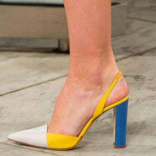 2021 Summer Women Pumps Square Heels High Heels Sandals Fashion Slingbacks Womens Shoes Mixed Colors Elastic Band Dress Shoes