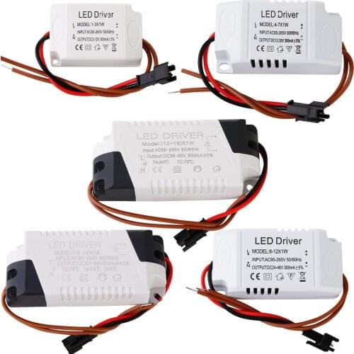 1-3W 4-5W 4-7W 8-12W 18-24W 300mA Power Supply Light Transformer LED Constant Driver 85-265V for LED Ceiling Downlight Lighting