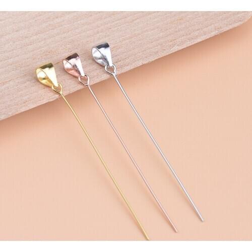 10PCS 925 Sterling Silver Universal Pin Buckle head, oblique hole skew hole left and right hole pendant buckle, jade pin buck