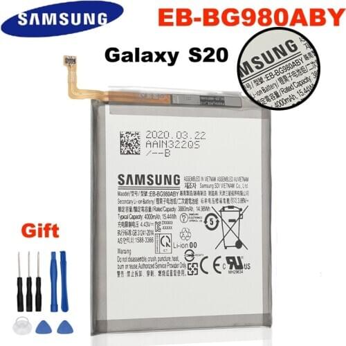 100% Original Battery EB-BG980ABY For Samsung Galaxy S20 Replacement Phone Battery Authentic Battery 4000mAh + Free Tools