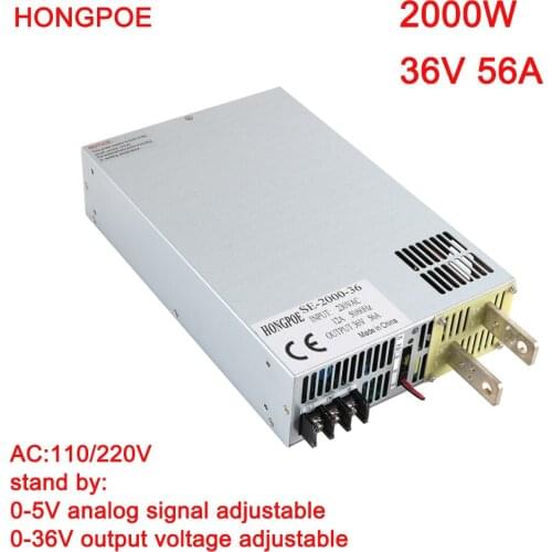 36V Power Supply 0-5V Analog Signal Control 0-36v Adjustable Power Supply 110V 220V AC to DC 36VDC Transformer LED Driver 2000w