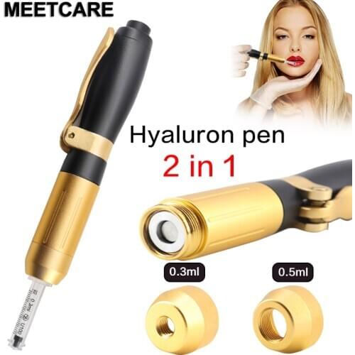 2in 1 Meso Injection Gun Hyaluron Pen 0.3ml&0.5ml Head Gold Hyaluronic Acid Pen for Lip Filler Injector Anti Wrinkle Lip Lift