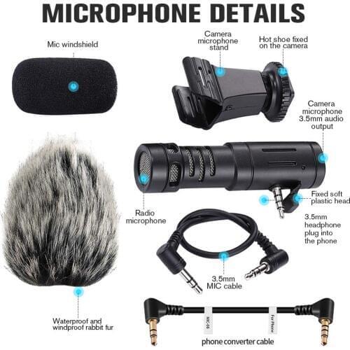 3.5mm Audio Ultra-wide Studio Cardioid Microphone For Sony/Nikon/DSLR Camera Reduce Wind Noise Condenser Recording Microphone