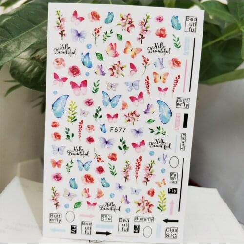 3D Nail Sticker Decals Self-adhesive Design Stickers for Nails Butterfly Flower Grass Stickers for Manicure Nail Art Decoration