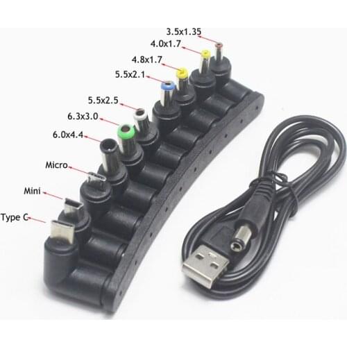 5V Universal Charger Cable USB to DC 5.5x2.1mm Power Cable Cord with 10 Connectors for Led Strip Camera Router Keyboard USB Hub