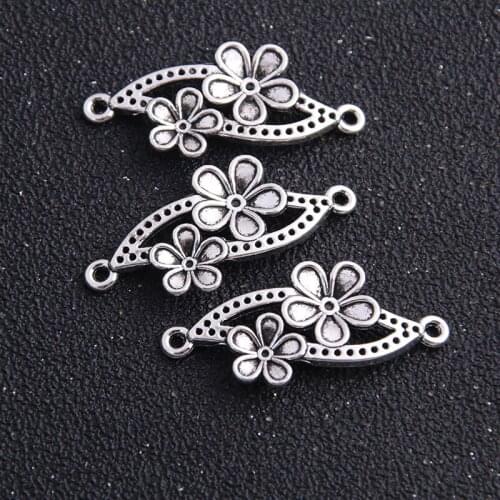 6pcs 19*38mm Antique Bronze Free shipping Alloy Flower Filigree Connectors Fit Jewelry Making Bracelet