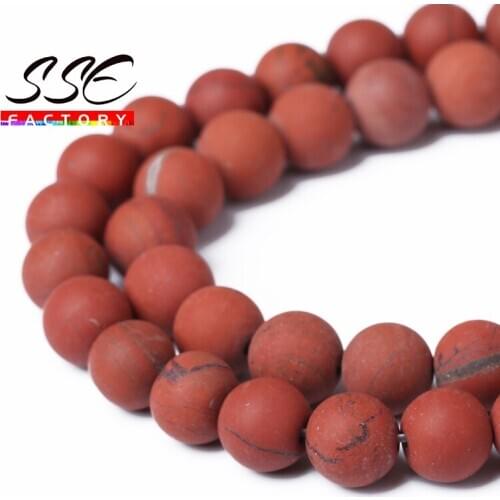 Natural Stone Beads Dull Polish Matte Red Jaspers Round Loose Beads 15" Strand 4 6 8 10 12MM DIY Bracelet For Jewelry Making J18
