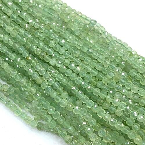 Veemake Prehnite Natural Stone DIY Necklace Bracelets Earrings Gemstones Faceted Irregular Cube Small Beads For Jewelry Making