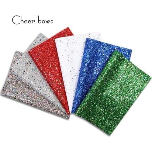 Cheer bow 22*30cm Chunky Glitter Sheets With Star Synthetic Leather for DIY Hair Accessories Handmade Bags Patchwork Materials