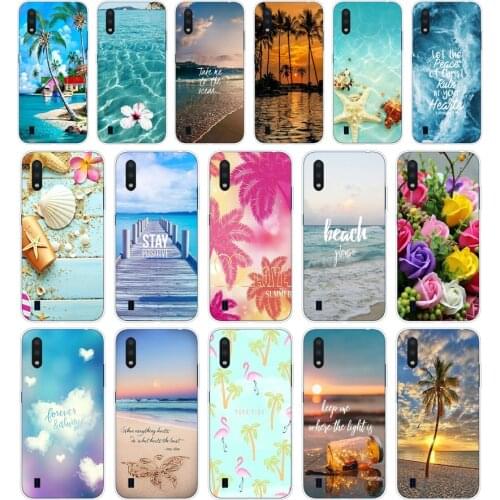 87AA Blue Wood Seashells Sea Star Soft Silicone Tpu Cover phone Case for Samsung Galaxy A01 A10 2019 A20 A20E A20S M11 M21 case