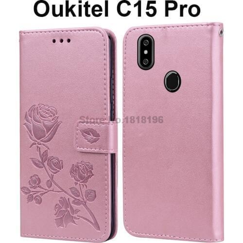 PU Leather Case For Oukitel C15 Pro Phone Funda Rose Flower 100% Special Wallet Flip Case Cover For Oukitel C15 Pro Silicon Case