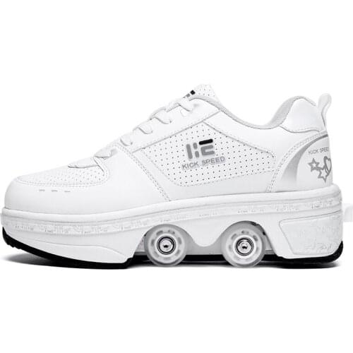 Deformation Shoes Deformation Roller Shoes Sneakers Parkour Wheel Shoes 4 Wheels Rounds Of Running Shoes Roller Skates Shoes Sne