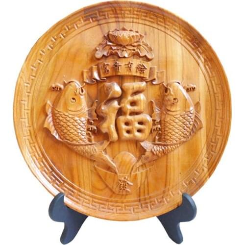 Long Yi wood mahogany auspicious lucky plate Home Furnishing holiday gift mahogany ornaments jewelry Wagner
