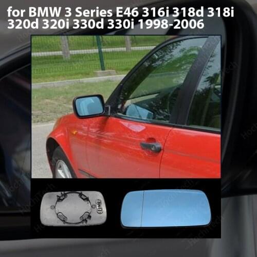 1pcs Rearview Electric Blue Heated Mirror Glass Left & Right for BMW 3 Series E46 316i 318d 318i 320d 320i 330d 330i 1998-2006