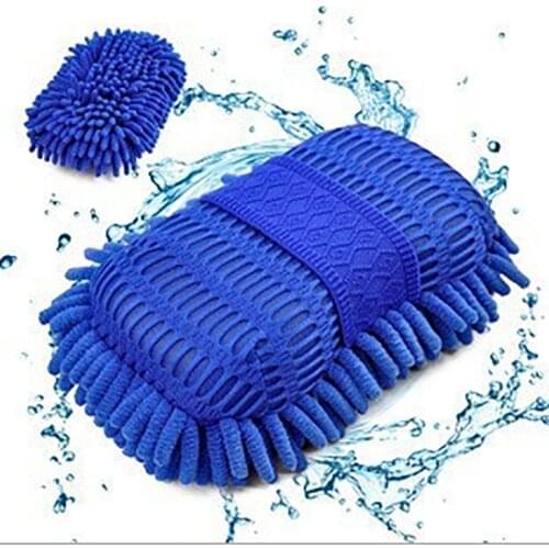 Car Wash Glove Cleaning Tools Large Chenille Car Wiper Block Thick Coral Fleece Car Wash Sponge Wash Mitt Color Random