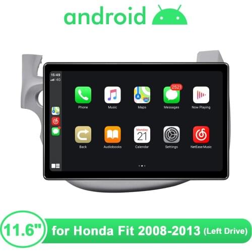 JOYING 11.6 Inch Car Radio Cable 1980*1020 IPS Android 10.0 RDS Support 4G DSP Fast Boot For Honda Fit 2008-2013(Left Drive)