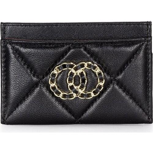 Sheepskin Short Business Card case Fashion Female Small Wallets Fragrance Rhombus Novelty Ultra-Thin Card Holder Leather Purses