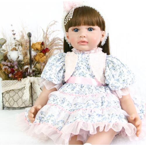24 Inch Elegant bebe reborn Girl Doll 60 cm Soft Vinyl Cloth Body Princess Doll Lifelike Boneca Reborn toddler Playmate