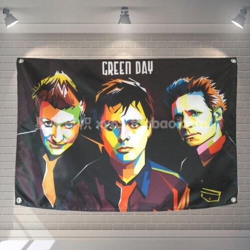 "GREENDAY "Rock Band Poster Scrolls Bar Cafes Restaurant Home Decoration Banners Hanging Art Waterproof Cloth Decoration
