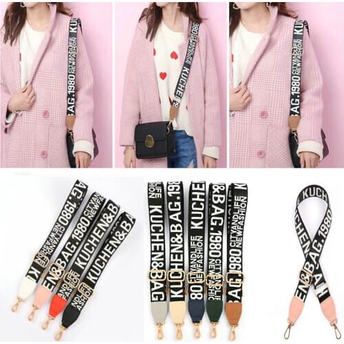 Fashion 3.8cm wide bag strap belt Shoulder strap fabric English letters printing adjustable 88~140cm lady bags DIY accessories