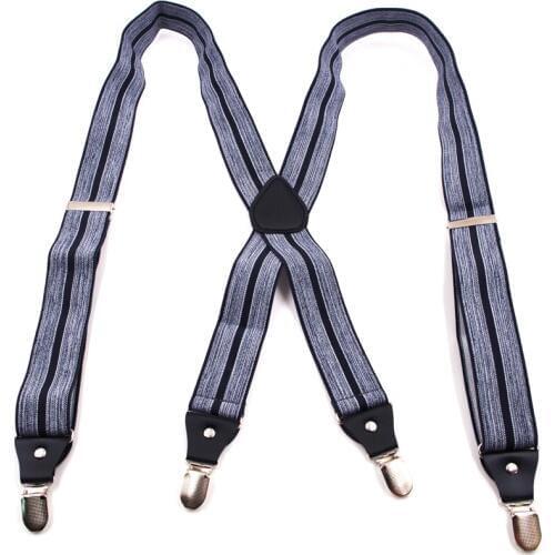 New Mans Suspenders PU Leather Brace 4Clips Strap Fashion suspensorio Adjustable Belt Ligas Tirantes For Father 3.5*120cm