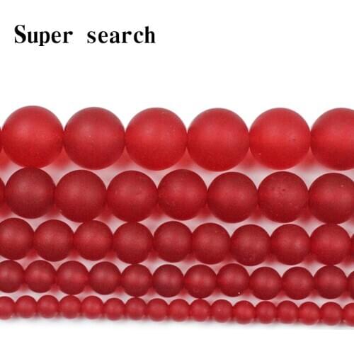 Natural Stone Red Chalcedony Matte Round Gem Carnelian Loose Spacer Beads For Jewelry Making DIY Necklace Earring Bracelet