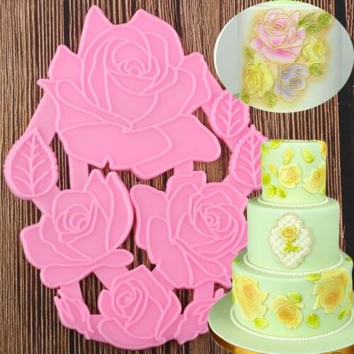 Rose Flower Lace Border Silicone Mold Leaves Cupcake Topper Fondant Cake Decorating Tools Candy Clay Chocolate Gumpaste Moulds