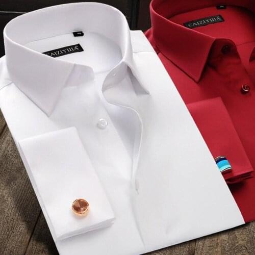 Luxury Mercerized Cotton French Cuff Button Shirts Long Sleeve Men Shirts High Quality Dress Shirts with Cuff