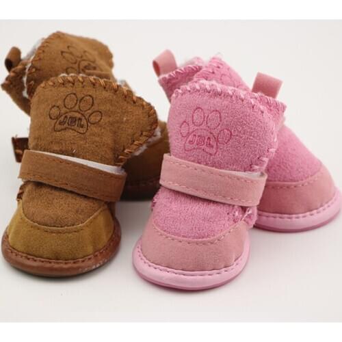S-XL Winter Warm Shoes for Dogs 4Pcs/Set Cute Dog Boots Snow Walking Cotton Blend Puppy Sneakers Pet Supplies