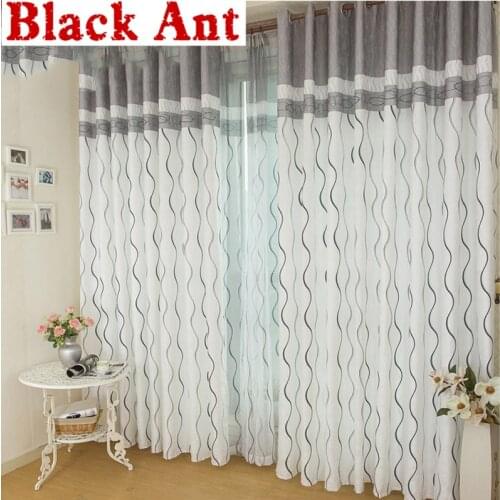 Striped Curtains Printed Tulle Window Panel Sheer Voile For Modern Simple Living Room Bedroom Curtains Custom Made T&380 #20
