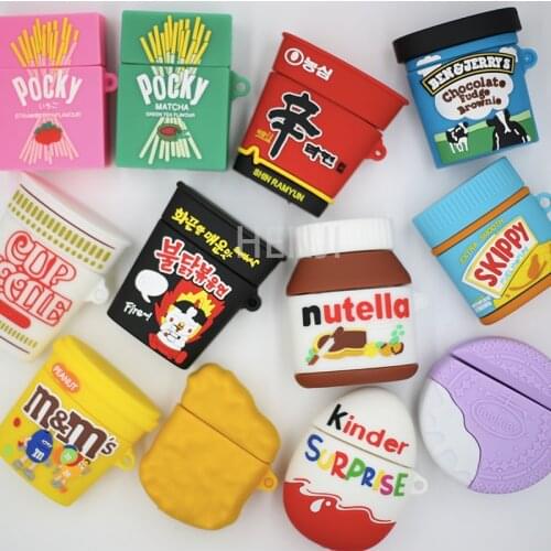3D Noodles Cookies Chocolate Case for AirPods 1 2 Charing Box Cute Silicon Wireless Bluetooth Earphone Protective Cover
