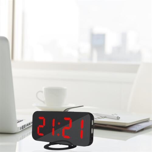 Modern Digital LED Time Display Table Night Wall Clock Watch Alarm 12/24H Snooze Mirror Stickers Home Decoration Living Room