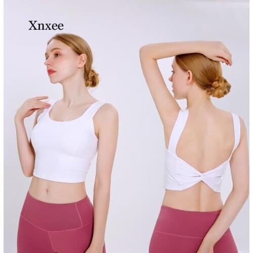 Backless Sports Bra Tops For Women Gym Yoga Crop Top U collar Fitness Push Up Underwear Activewear Running Tank Top Sport Vest