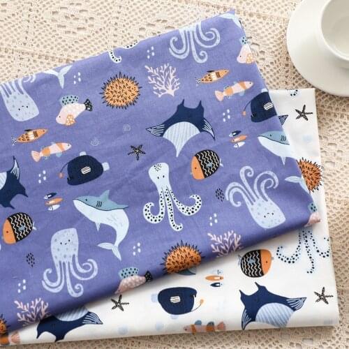 Syunss Ocean World Printed Diy Patchwork Cloth For Quilting Baby Cribs Cushions Dress Sewing Tissus Twill Cotton Fabric Tecido