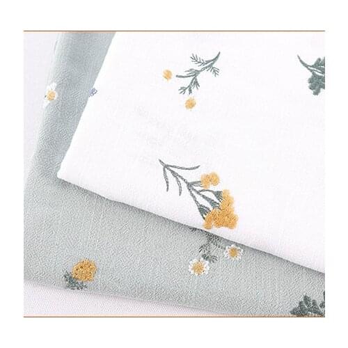 4 Color Handmade ins wind embroidery cotton linen bottom cloth flowers plants fragrance DIY handmade bag tablecloth clothing fab