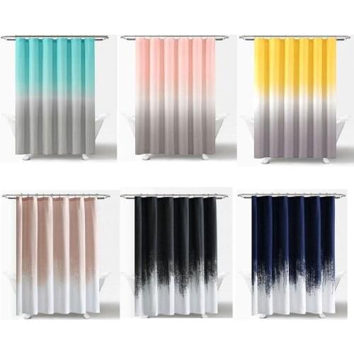 Plain Gradient Partition Shower Curtain 180*180cm Waterproof Bathroom Cover Cloth