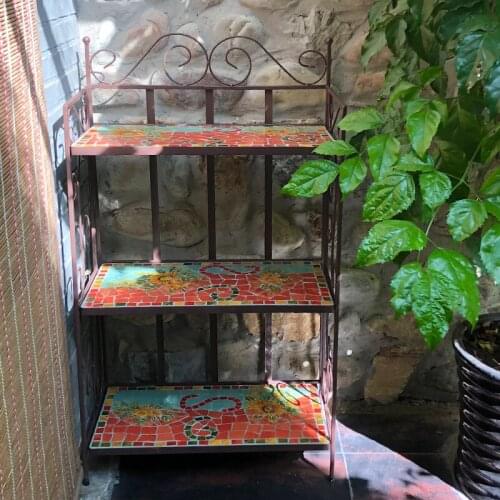 Zq High-End American Pastoral Ceramic Flower Rack Shoe Rack Garden Outdoor Flower Rack