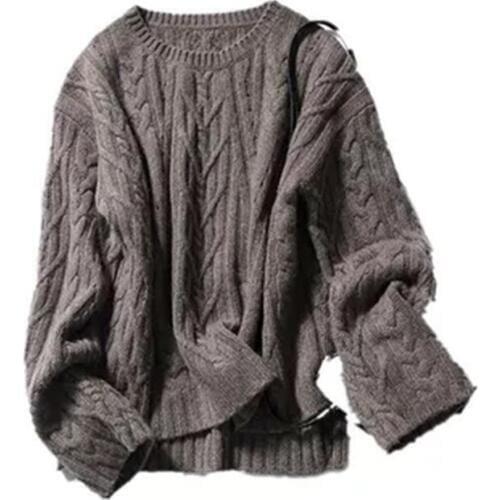 High grade 100%cashmere thick knit women fashion solid low Oneck loose short pullover sweater S-XL retail wholesale