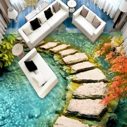 Wellyu Custom large-scale mural pvc floor 3D stone oil painting waterproof and wear-resistant 3D bathroom bedroom floor