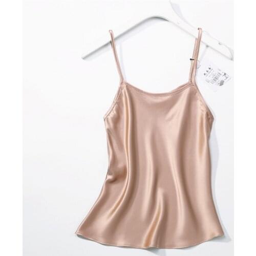 Womens 100% Mulberry Silk Spaghetti Strap Camisole Tank Top Vest Sleepwear size M L JN003