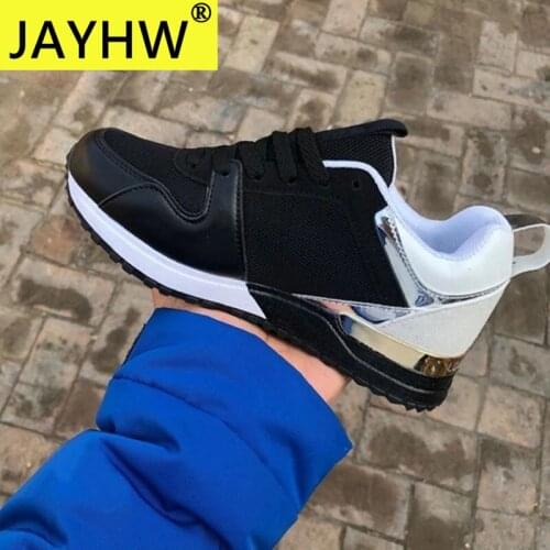 JAYHW Women Sneakers New Fashion Mixed Color Platform Sport Shoes Casual Breathable Suede Leather Running Walking Shoes Sneakers