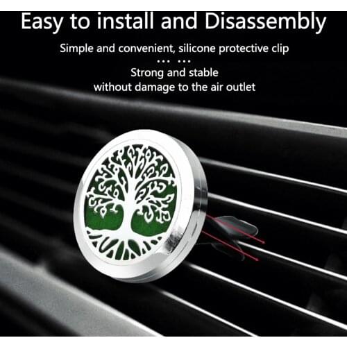 Tree of life Car vent clip Diffuser locket parfum Essential Oil Perfume locket mouse 30mm Magnetic medallion with 10Pads random