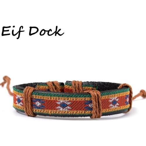 Eif Dock Leather Bracelet For Women Braided Bracelets Handwoven Adjustable Rope Bohemian Boho Jewelry Ethnic Pulseras Wristband