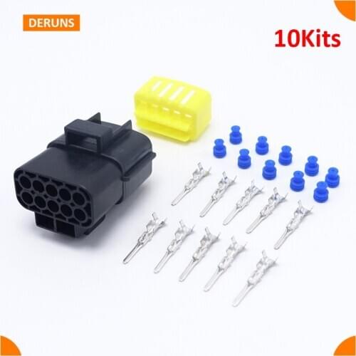 10Pin/Ways Waterproof 10 Kits Male Amp Auto Sealed Connector Set Plug For Car